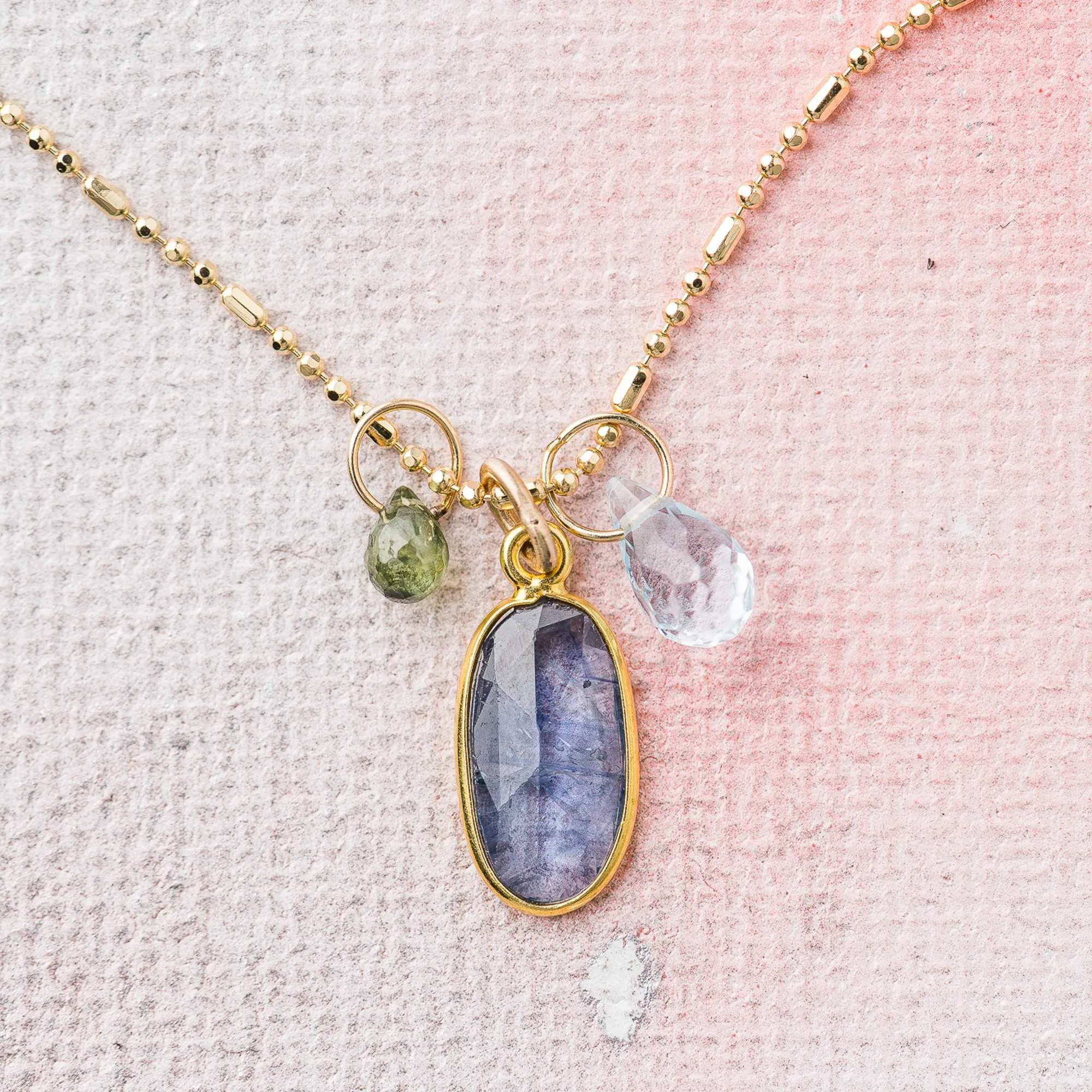Sapphire Drop Necklace in 14k gold
