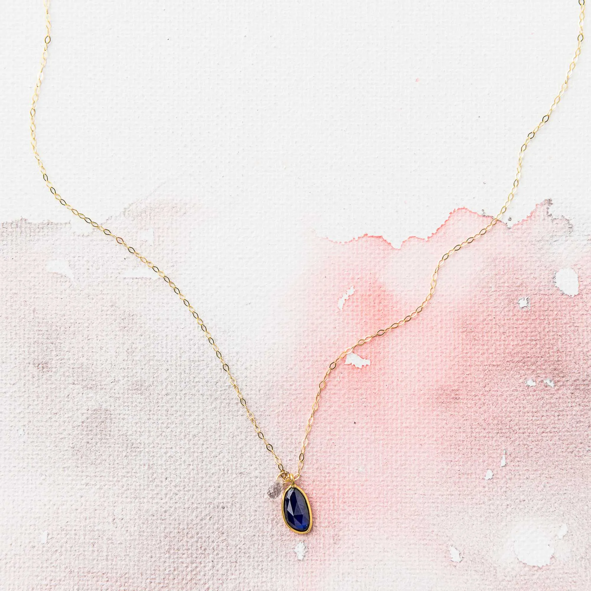 Sapphire Duo Necklace in 14k gold