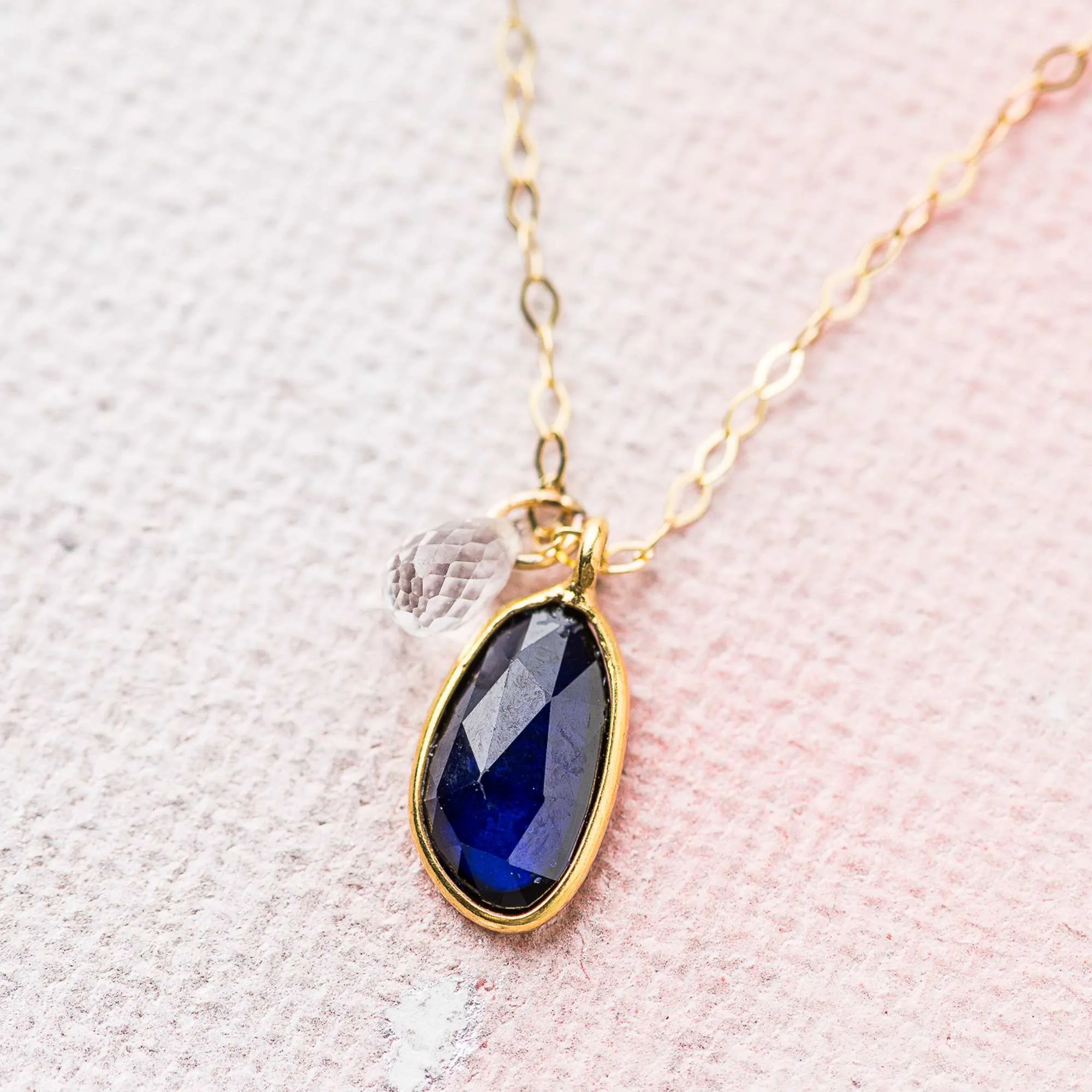 Sapphire Duo Necklace in 14k gold