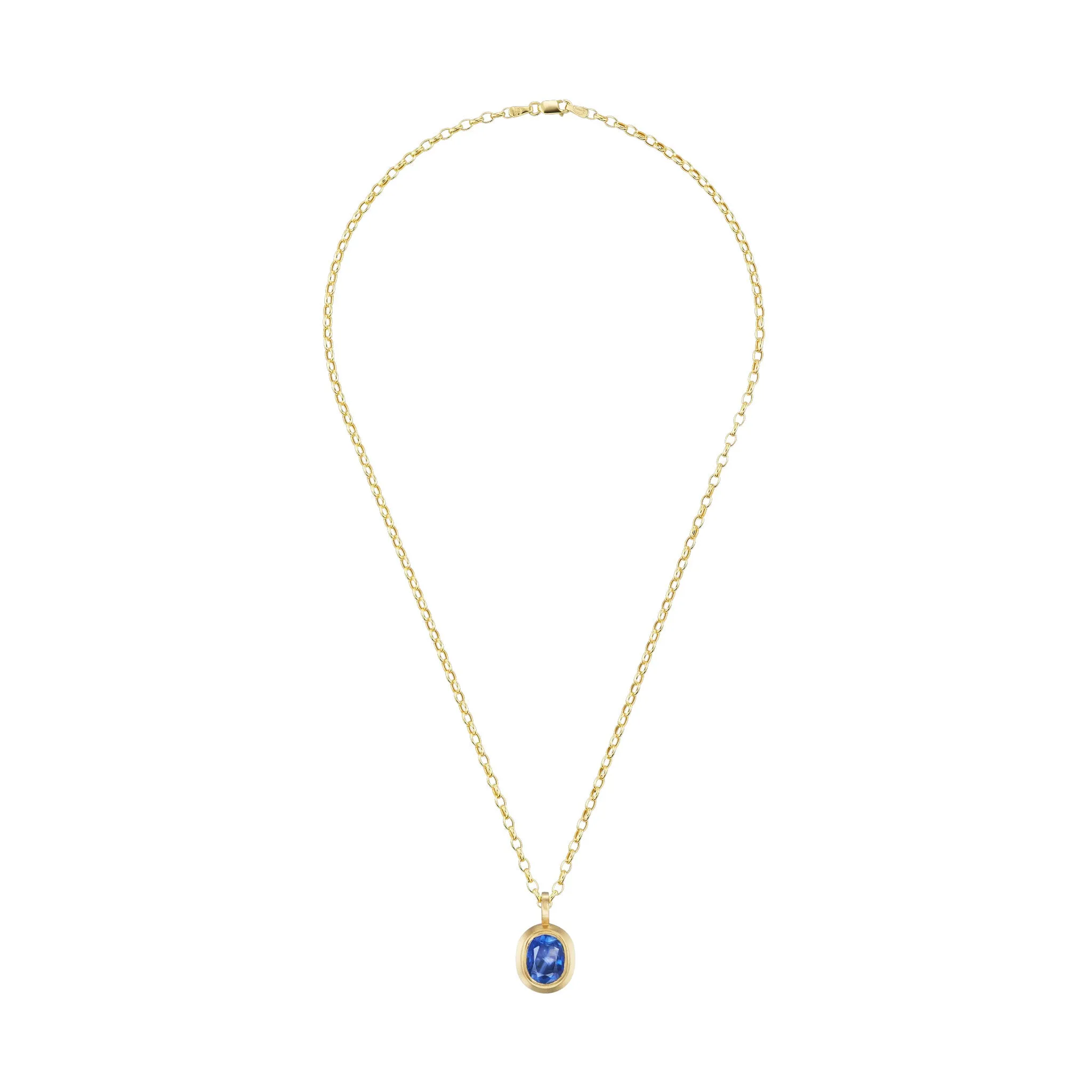 Sapphire Oval Pendant Necklace