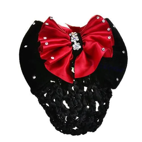 Satin Bow Rhinestone Barrette.