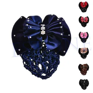 Satin Bow Rhinestone Barrette.