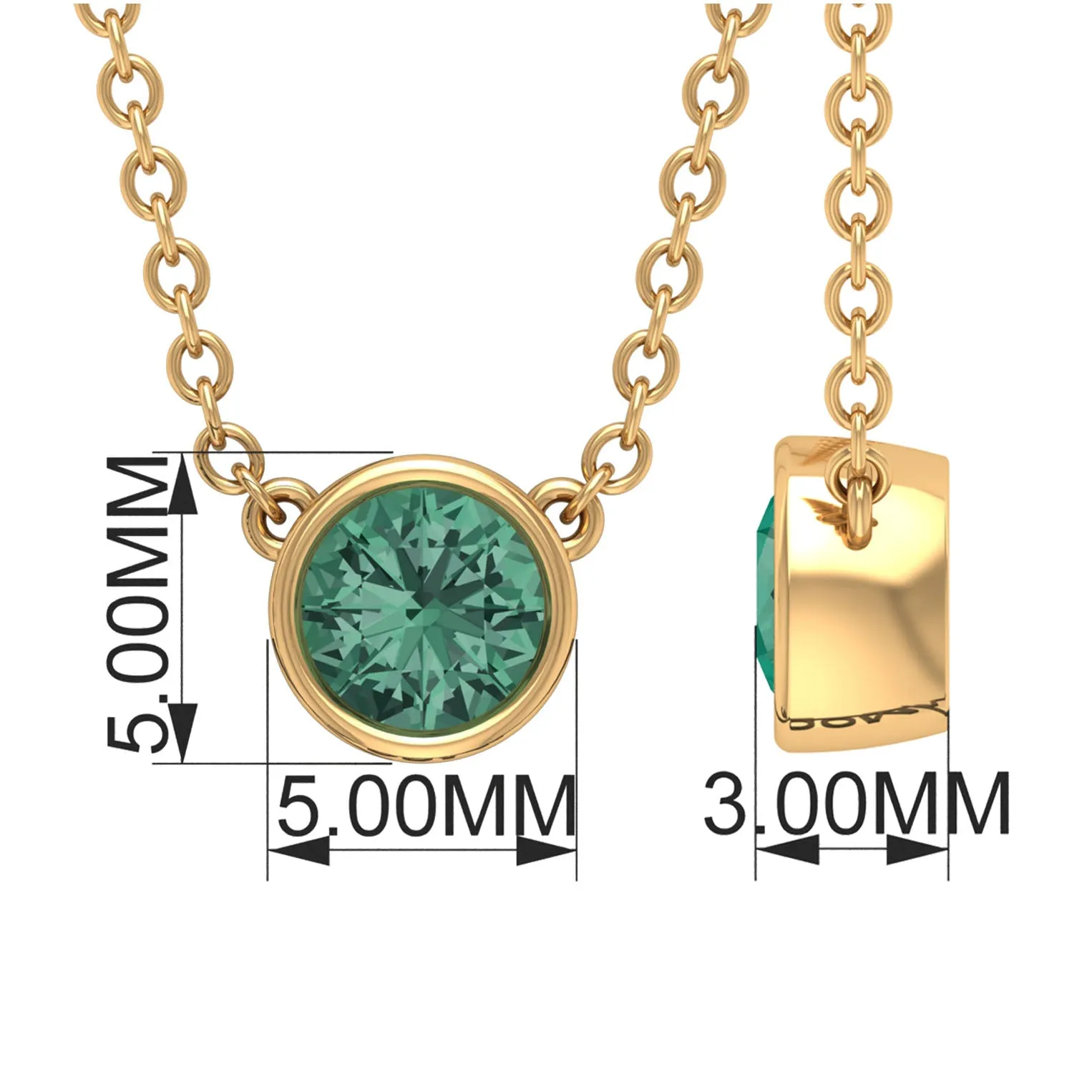 September Birthstone 1/4 CT Genuine Green Sapphire Solitaire Necklace