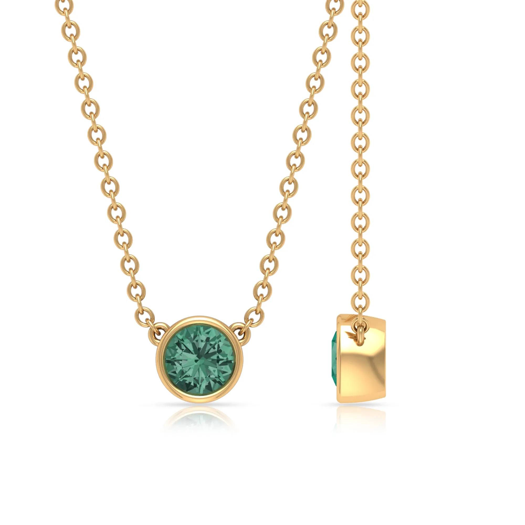 September Birthstone 1/4 CT Genuine Green Sapphire Solitaire Necklace