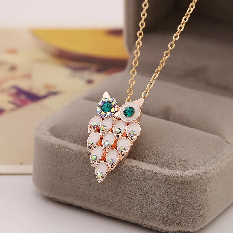 SET643 - Opal Owl Necklace Set
