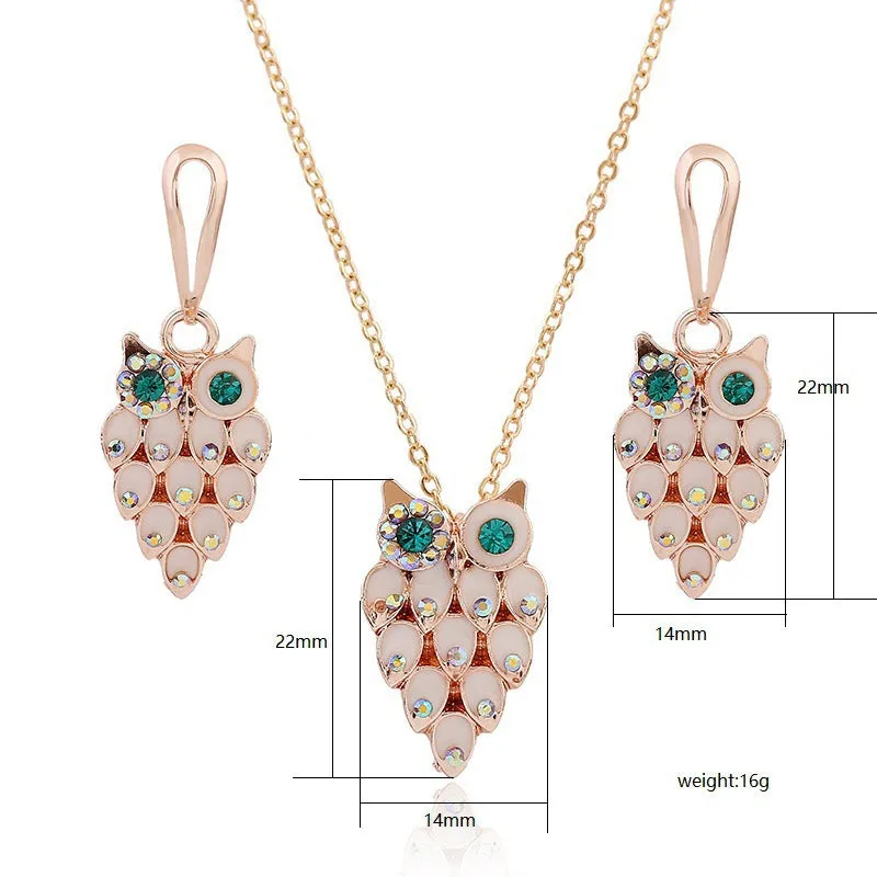 SET643 - Opal Owl Necklace Set