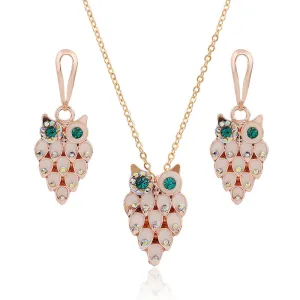 SET643 - Opal Owl Necklace Set