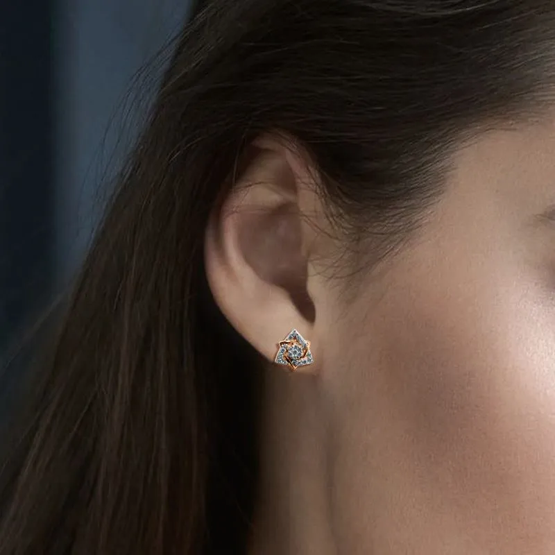 Shining Triangular Rose Gold Earrings