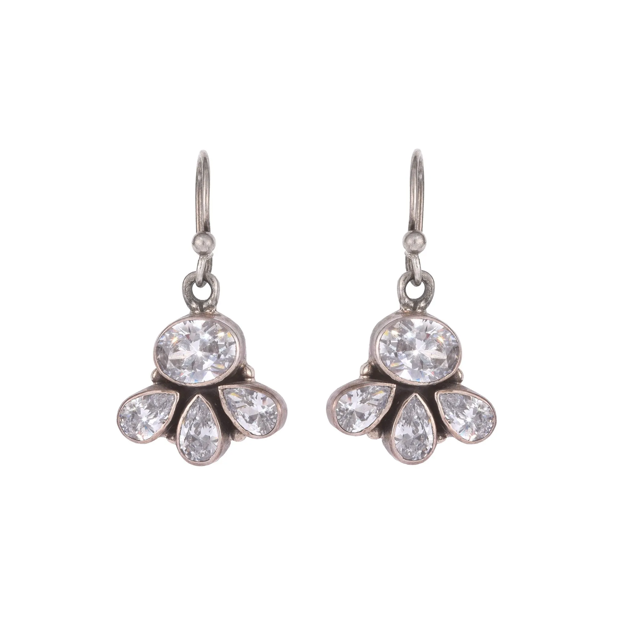 Silver And Zircon Earrings