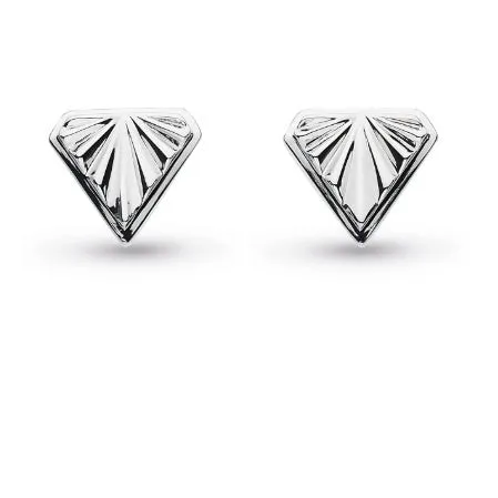 Silver empire deco diamond shape stud earrings