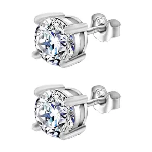 Silver Solitaire Round Zircon Earrings- 5mm