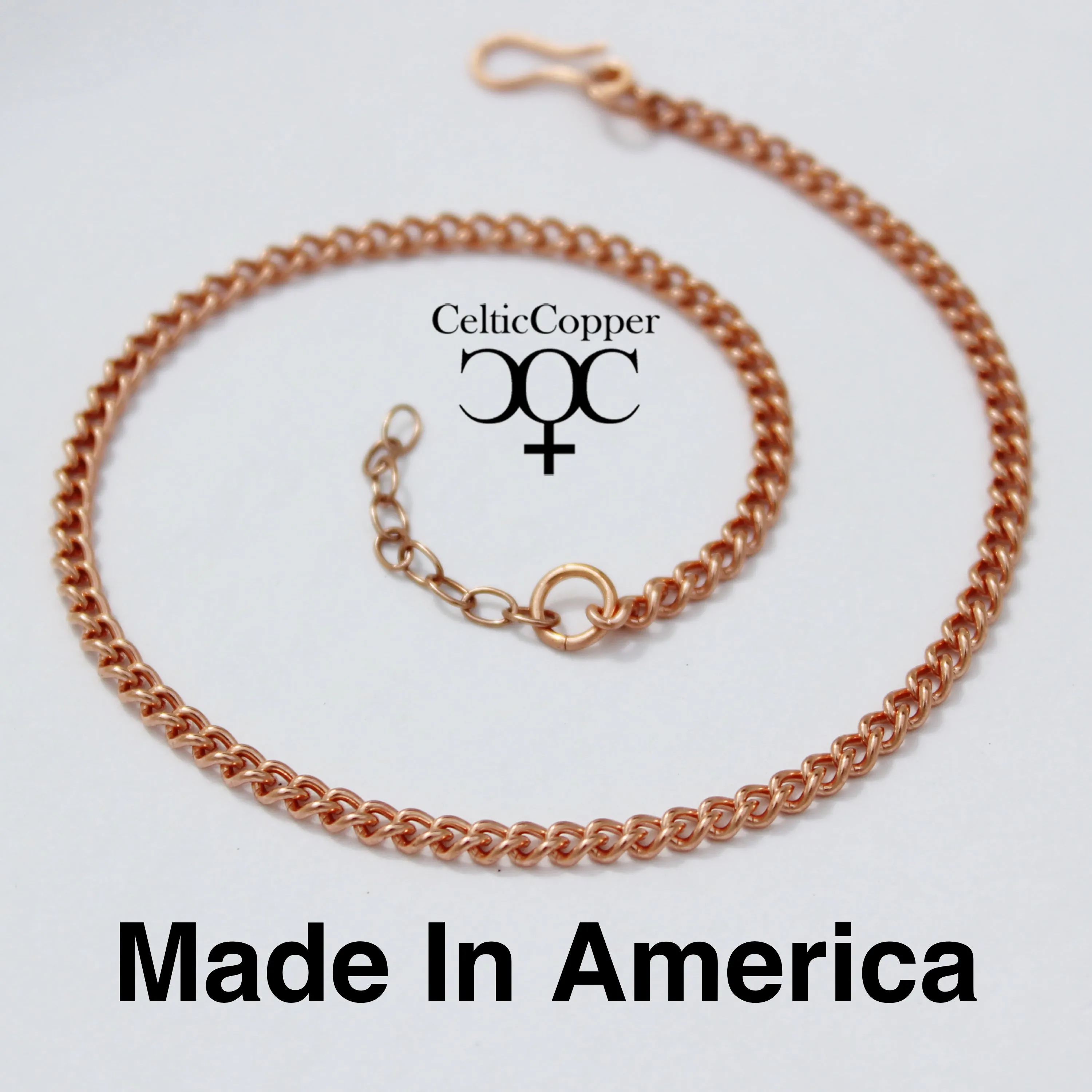 Solid Copper Ankle Bracelet Fine Cuban Curb Chain AC71 Lightweight Adjustable Copper Anklet Chain