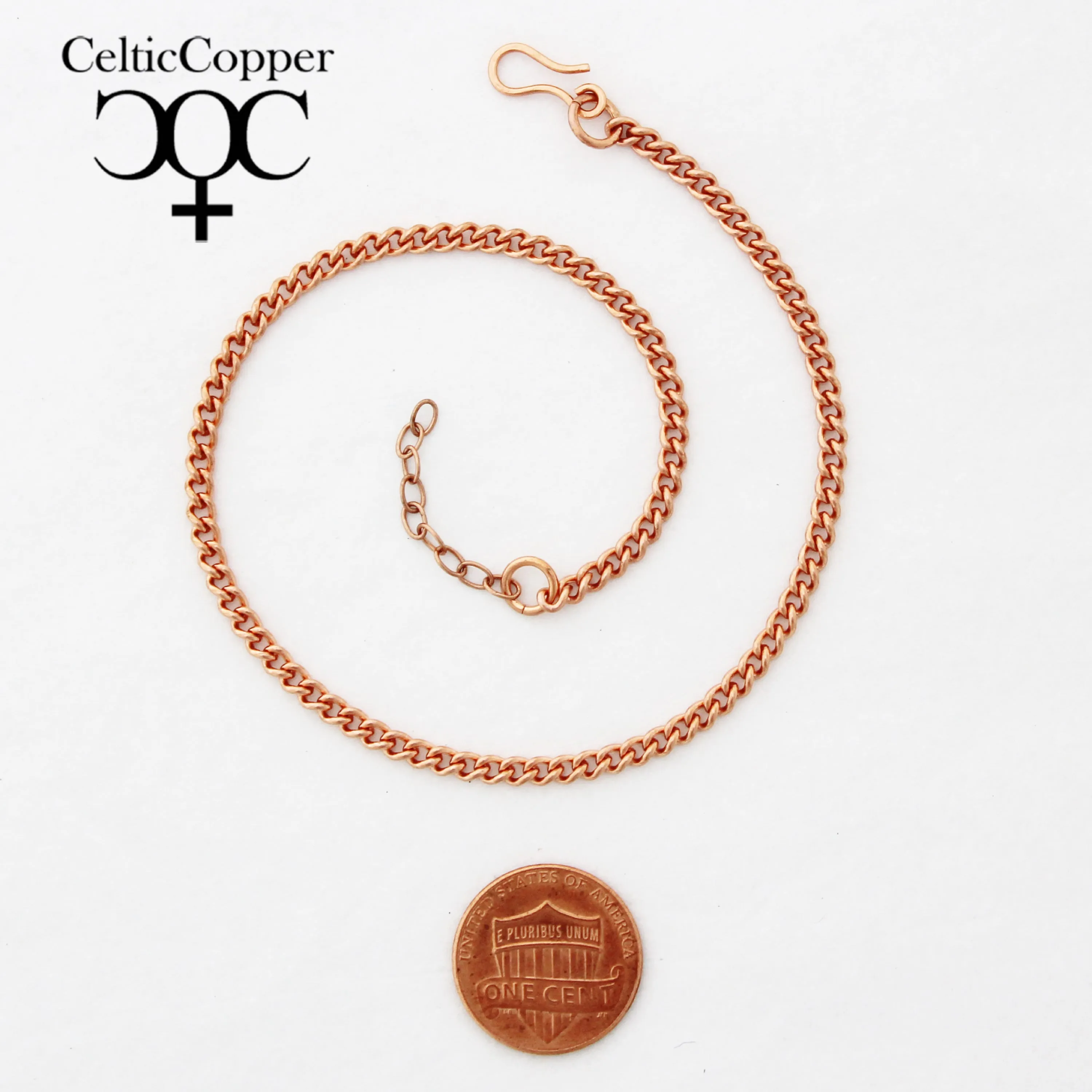 Solid Copper Ankle Bracelet Fine Cuban Curb Chain AC71 Lightweight Adjustable Copper Anklet Chain