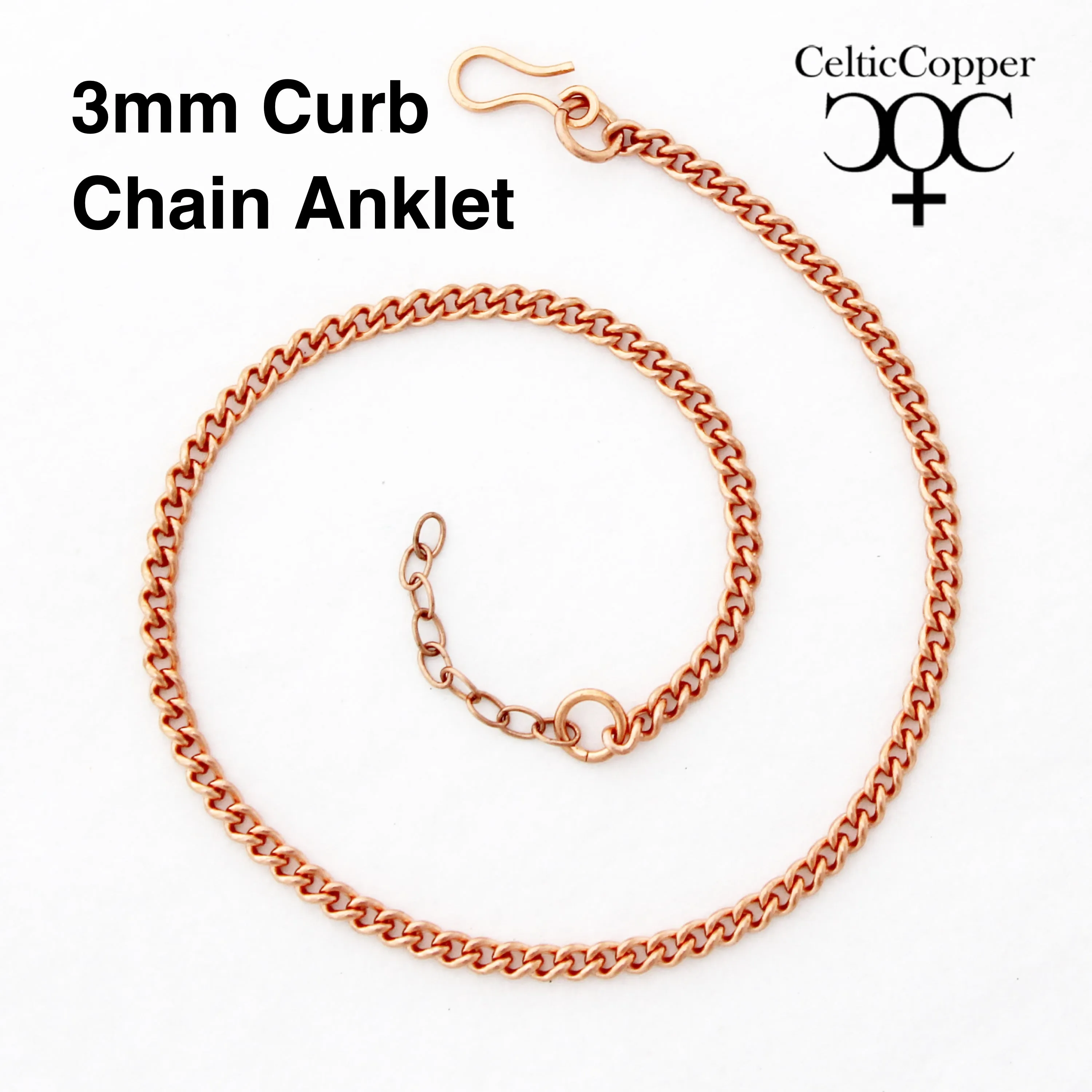 Solid Copper Ankle Bracelet Fine Cuban Curb Chain AC71 Lightweight Adjustable Copper Anklet Chain
