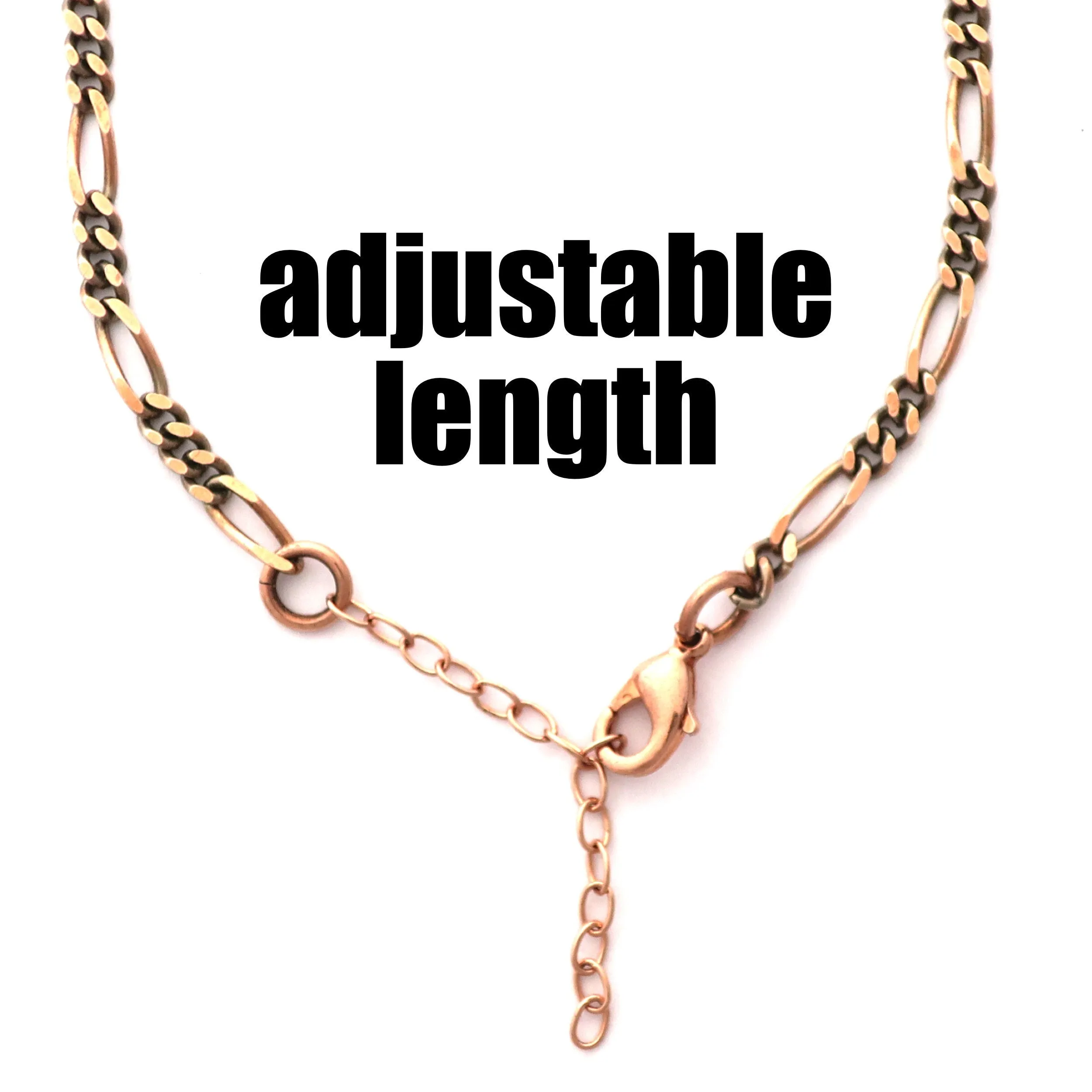 Solid Copper Figaro Ankle Chain AC41 Lightweight 4mm Adjustable Copper Fine Figaro Anklet Chain