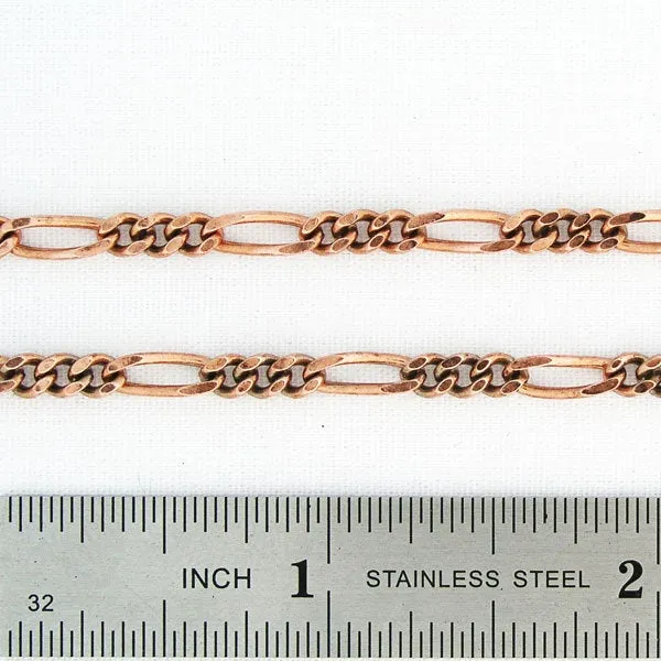 Solid Copper Figaro Ankle Chain AC41 Lightweight 4mm Adjustable Copper Fine Figaro Anklet Chain