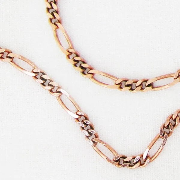 Solid Copper Figaro Ankle Chain AC41 Lightweight 4mm Adjustable Copper Fine Figaro Anklet Chain