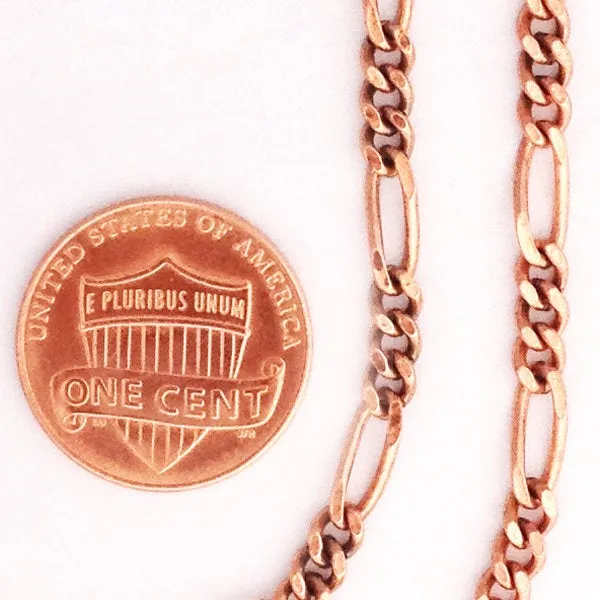 Solid Copper Figaro Ankle Chain AC41 Lightweight 4mm Adjustable Copper Fine Figaro Anklet Chain