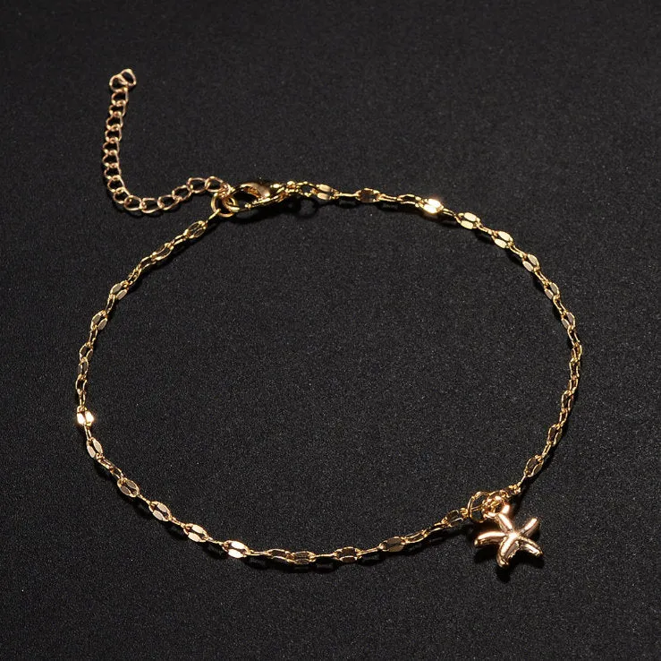 Starfish Anklet,  Ankle Bracelet for Beach Summer, Gift Jewelry, Gift for Her, Dainty Anklets for Women, Girlfriend Gift, Mom Wife Daughter