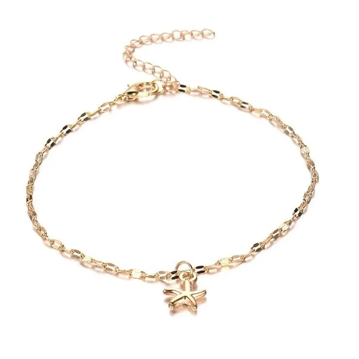 Starfish Anklet,  Ankle Bracelet for Beach Summer, Gift Jewelry, Gift for Her, Dainty Anklets for Women, Girlfriend Gift, Mom Wife Daughter