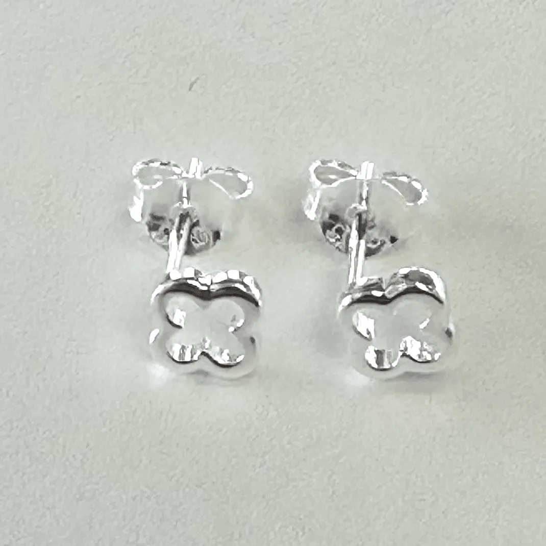Sterling Silver Clover Shape Studs