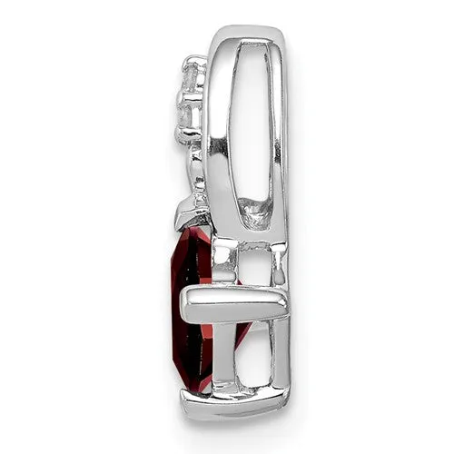 Sterling Silver Diamond And Garnet or Peridot Cushion Square Pendant