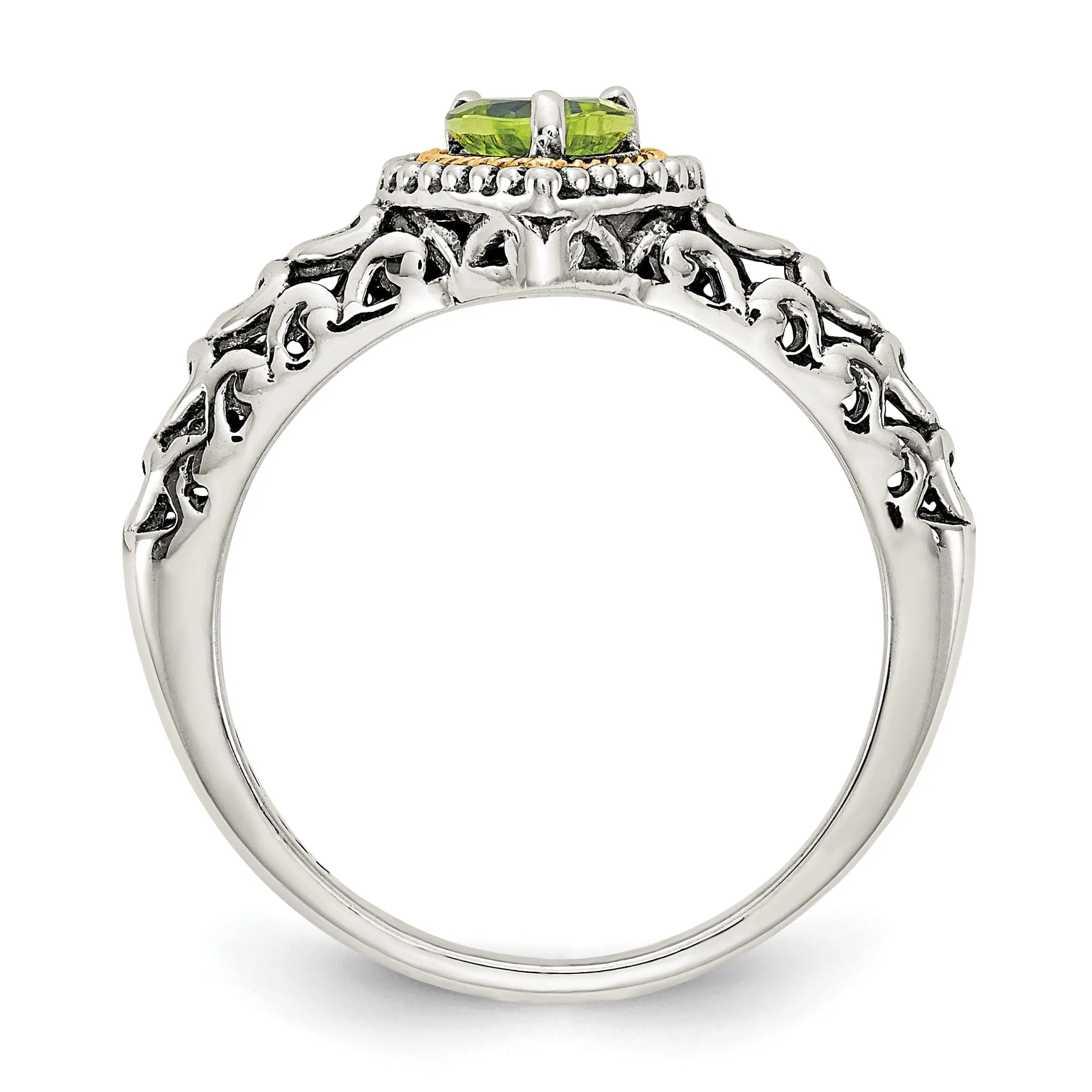 Sterling Silver Gold Peridot Ring