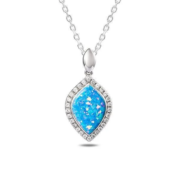 Sterling Silver Opal Mandorla Pendant by Alamea
