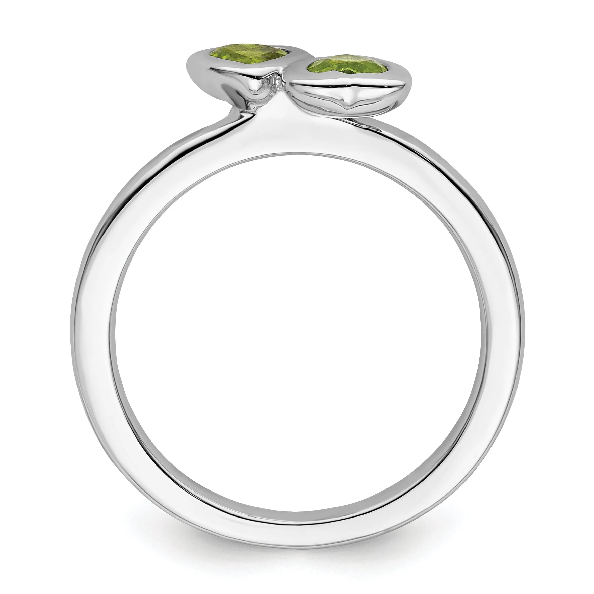 Sterling Silver Peridot Double Heart Ring