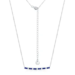 Sterling Silver Sapphire and Clear CZ Bar Necklace