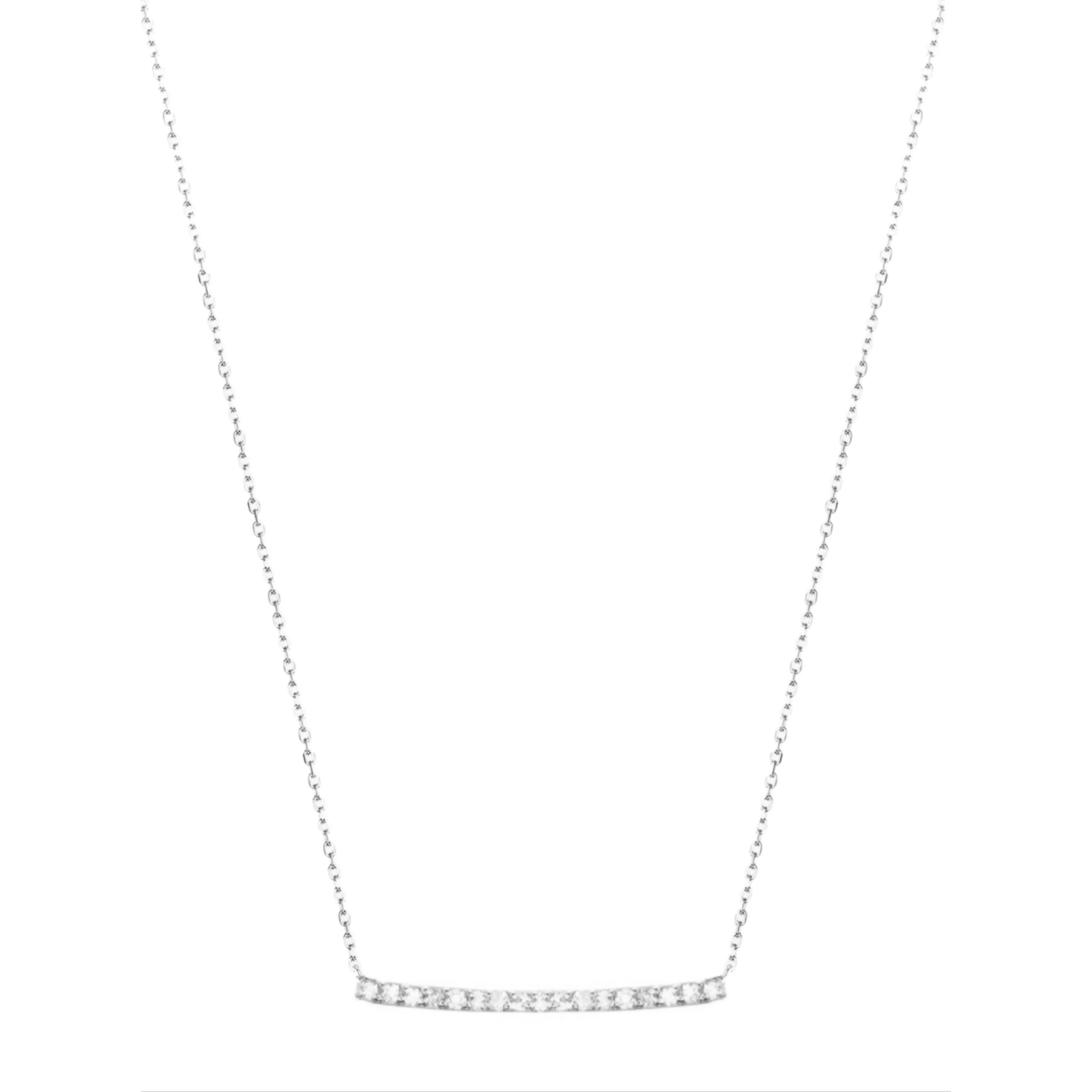 Sterling Silver Sapphire and Clear CZ Bar Necklace