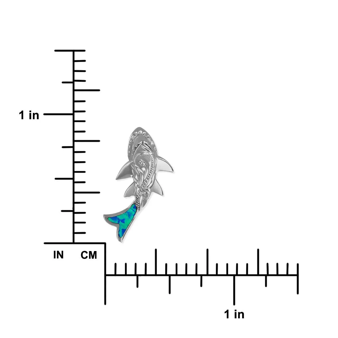 Sterling Silver Synthetic Opal Shark Pendant Necklace, 16 2" Extender