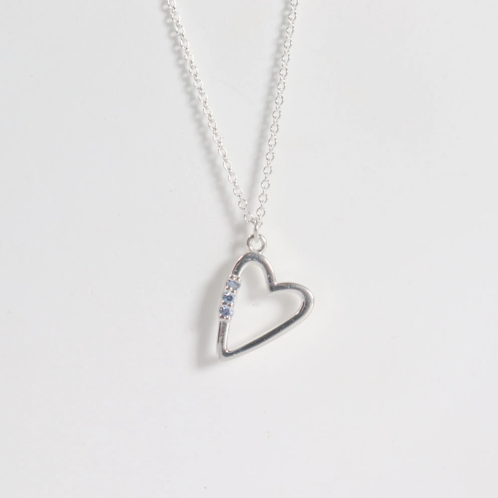 Sterling Silver Yogo Sapphire Heart Necklace