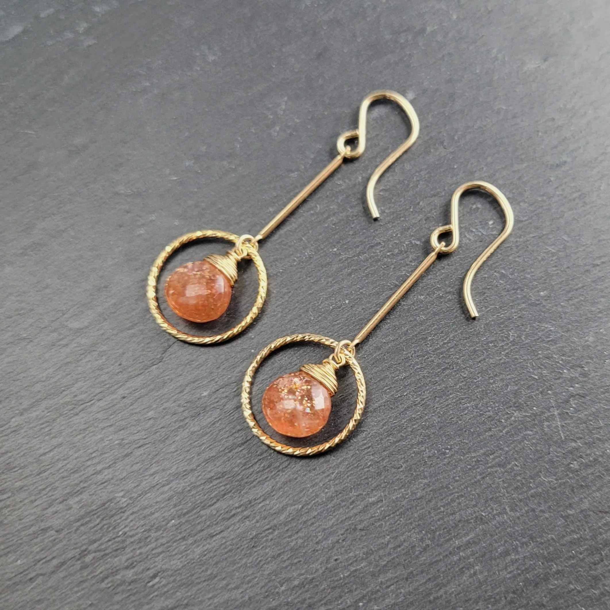 Sunstone Long Dangle Earrings
