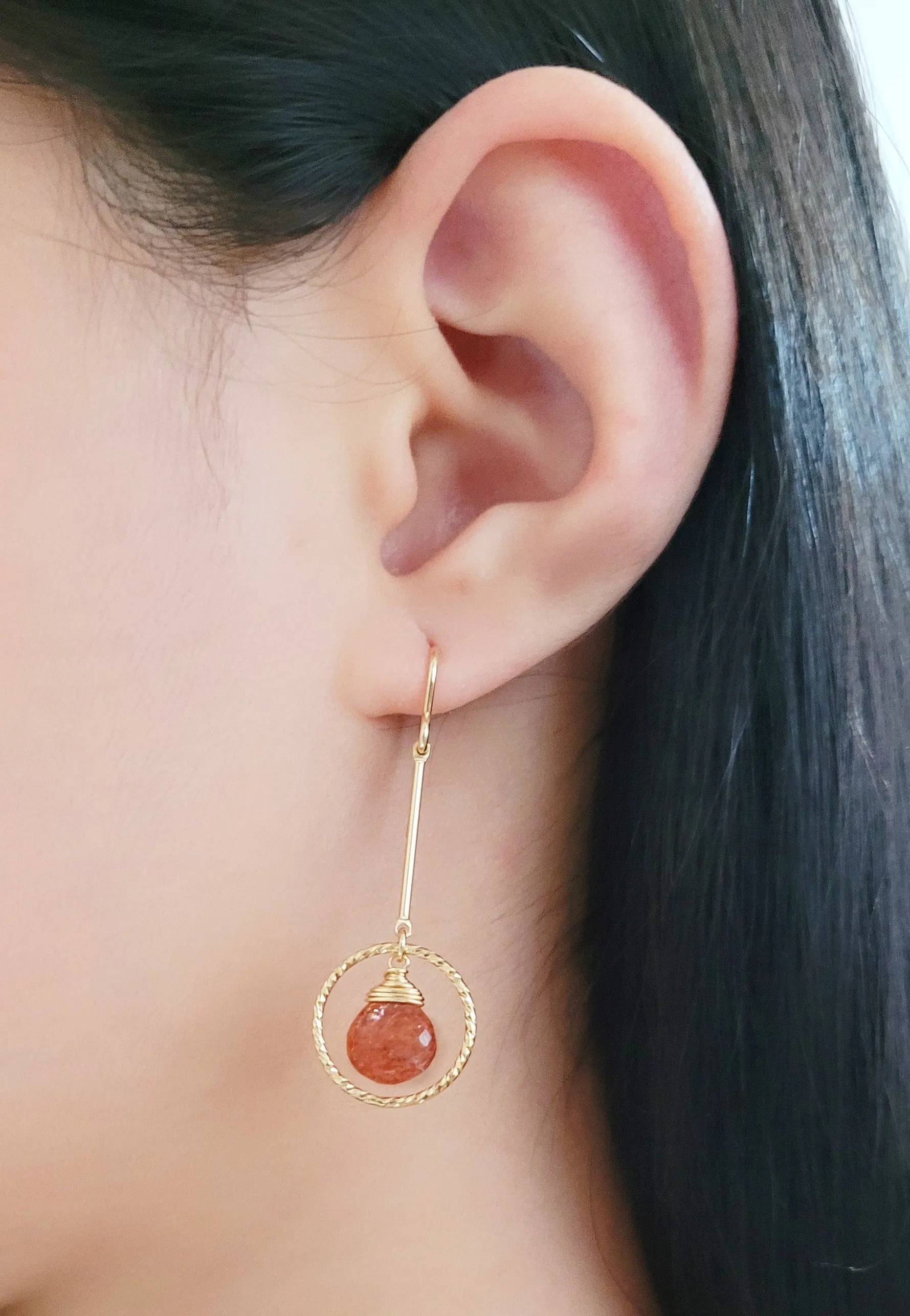 Sunstone Long Dangle Earrings