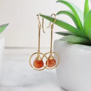 Sunstone Long Dangle Earrings