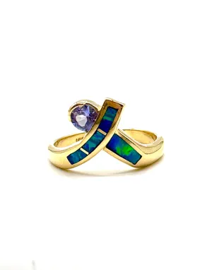 Tanzanite and opal ring
