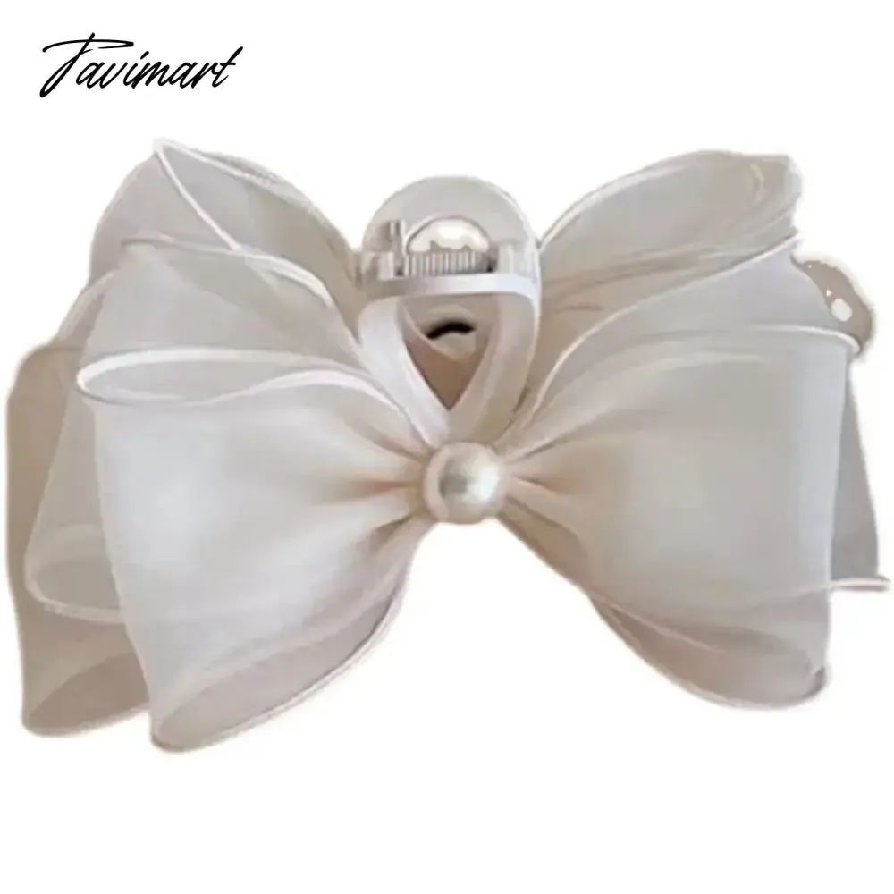 TAVIMART -  Korean hairpin jewelry Super fairy ins silk yarn bow pearl catch hairpin fairy net red headwear