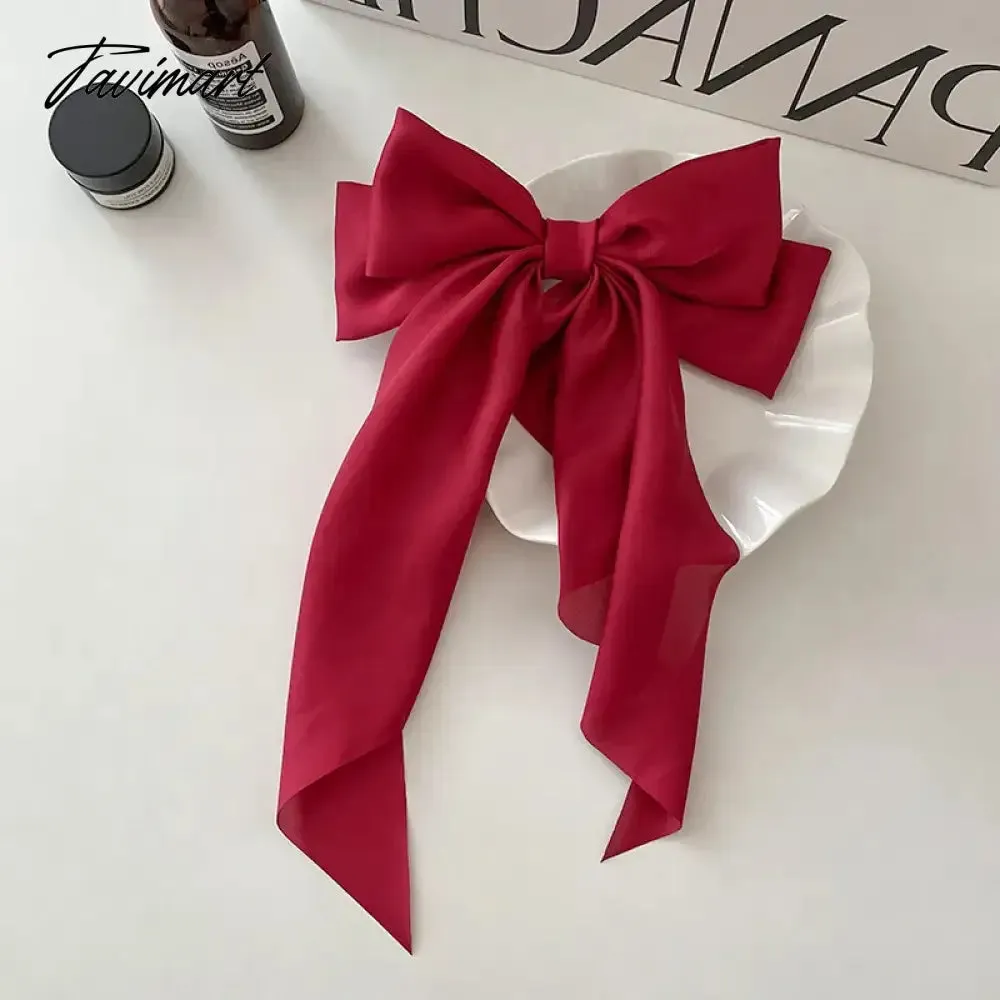 Tavimart Korean Mesh Oversized Bowknot Hair Clips for Women Girls Sweet Pink Multi-Layer Bow Ponytail Hairpin Headwear Hair Accessories