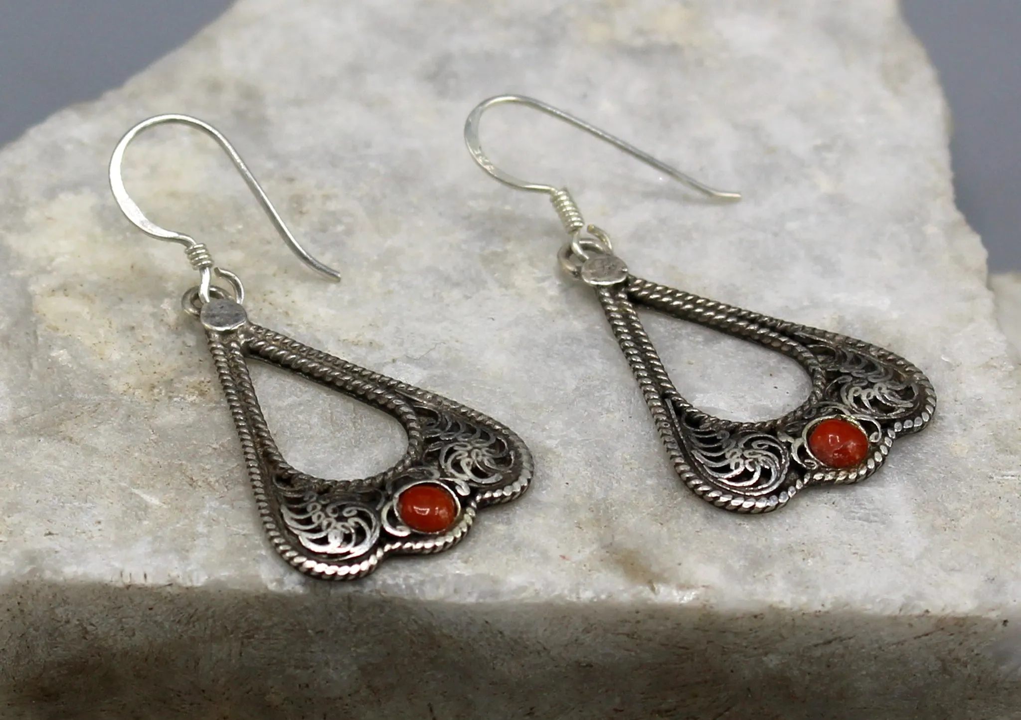 Tear Drop Sterling Silver Dangle Earrings