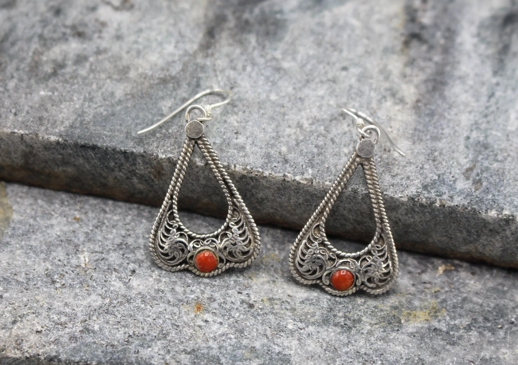 Tear Drop Sterling Silver Dangle Earrings