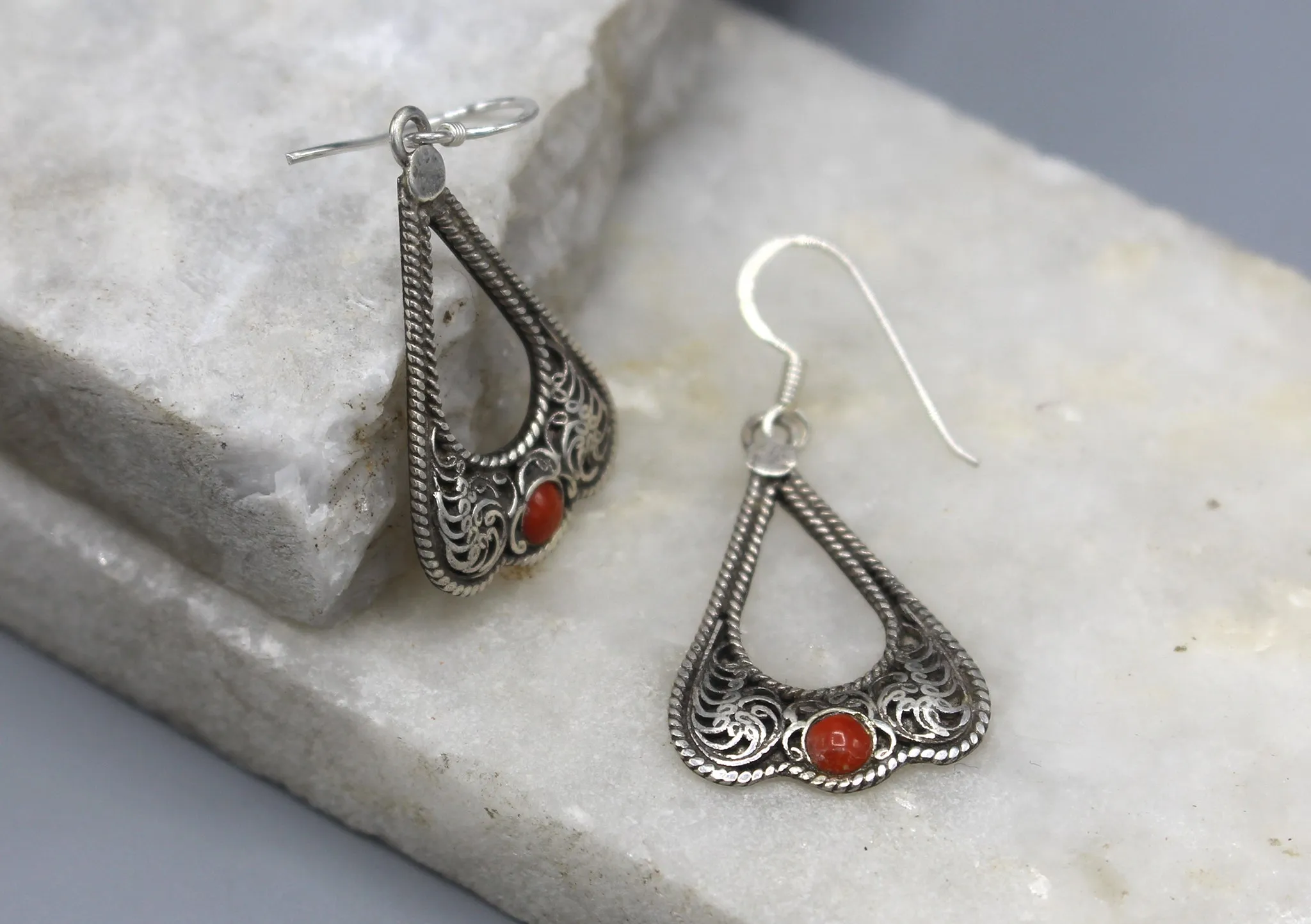 Tear Drop Sterling Silver Dangle Earrings