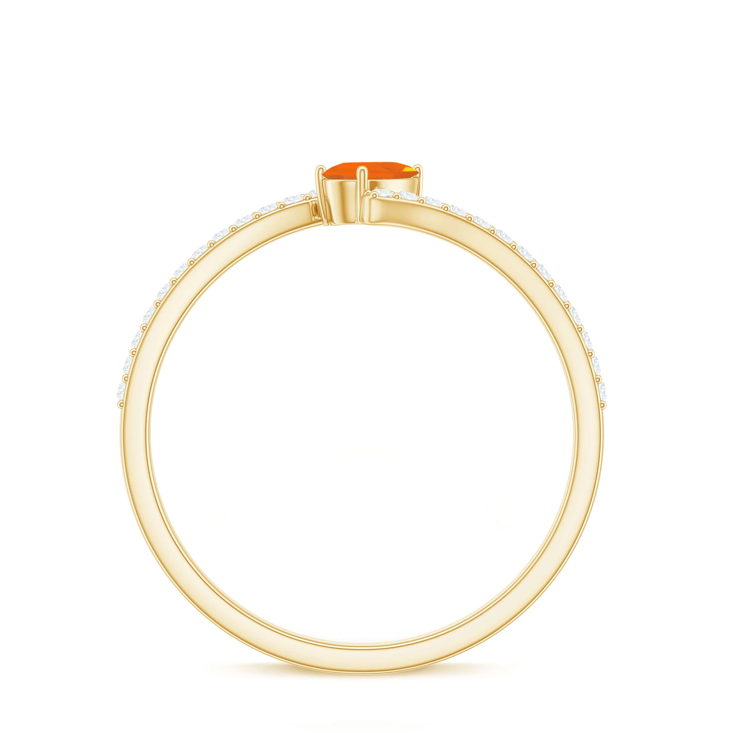 Tilted Pear Shape Fire Opal and Diamond Bypass Promise Ring