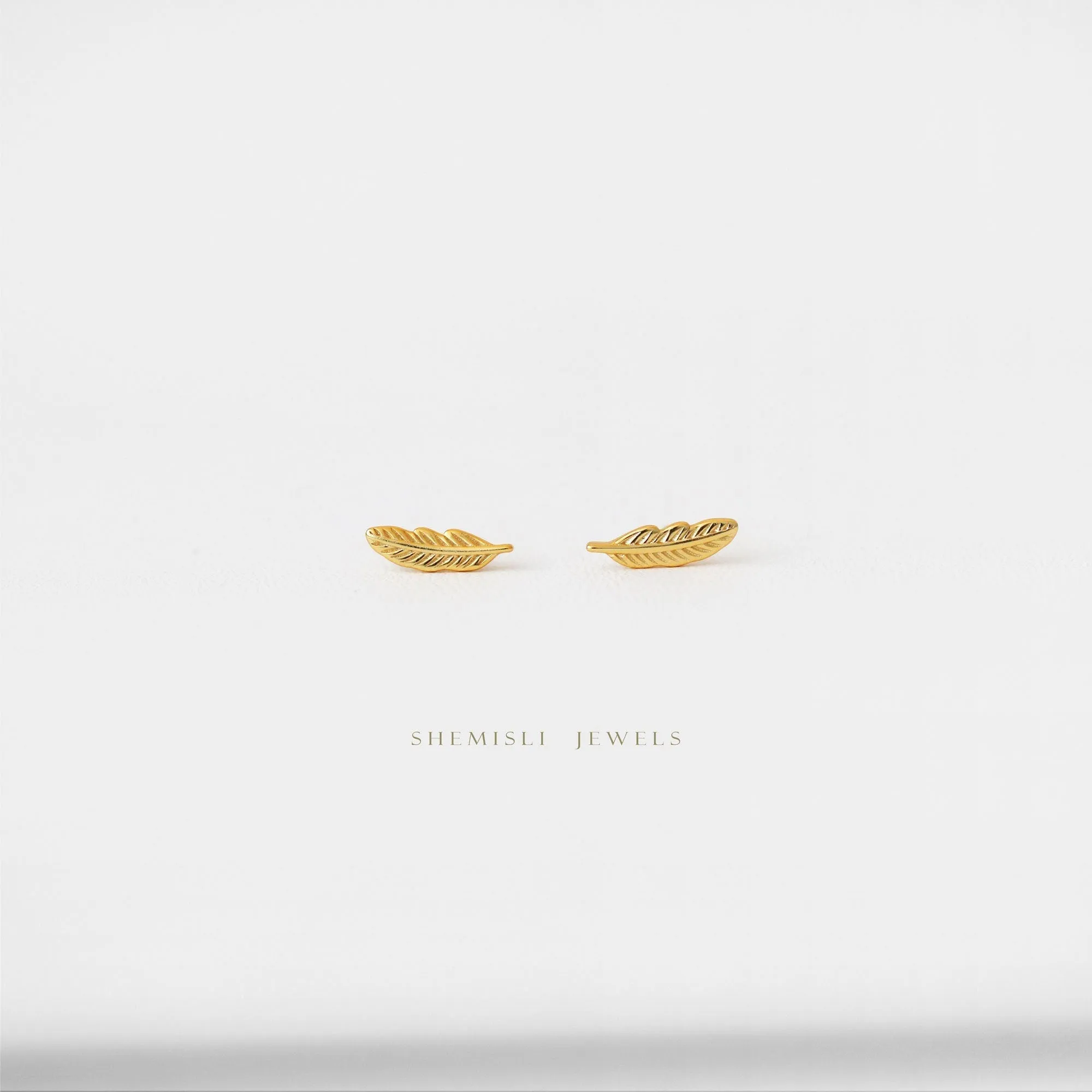 Tiny Feather Earrings, Unisex, Gold, Silver SHEMISLI - SS157 LR