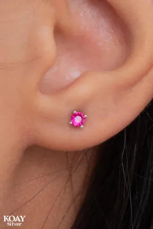 Tiny Fuchia Zircon Earring