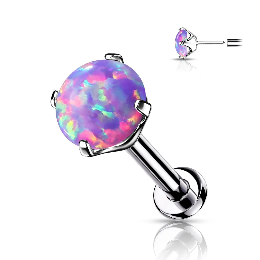 Titanium Claw Opal Threadless Body Jewellery. Labret, Monroe, Tragus and Cartilage Earrings.