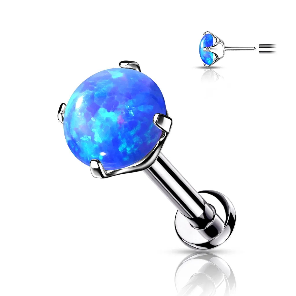Titanium Claw Opal Threadless Body Jewellery. Labret, Monroe, Tragus and Cartilage Earrings.