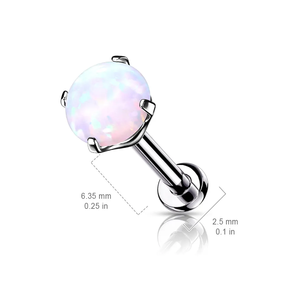 Titanium Claw Opal Threadless Body Jewellery. Labret, Monroe, Tragus and Cartilage Earrings.