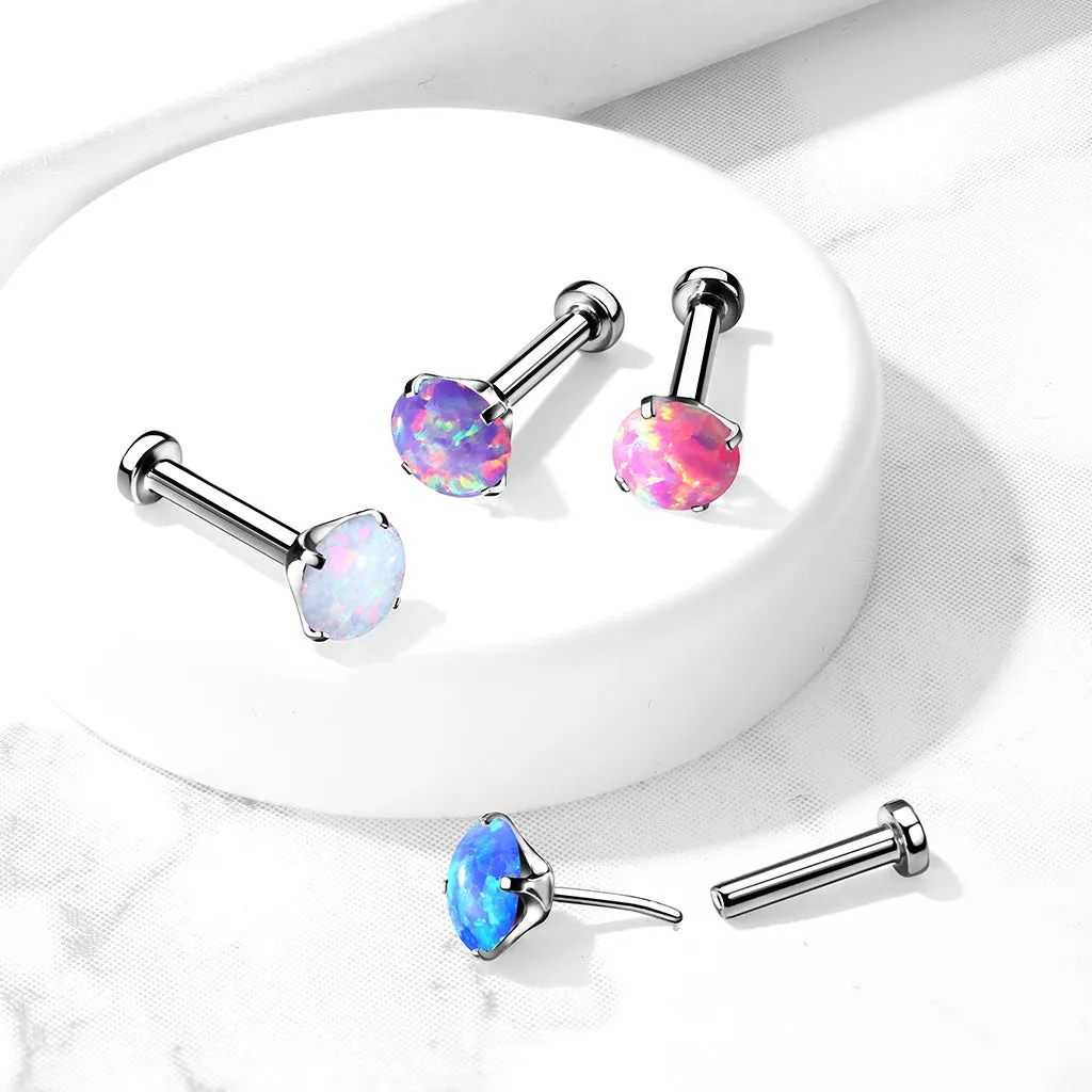 Titanium Claw Opal Threadless Body Jewellery. Labret, Monroe, Tragus and Cartilage Earrings.