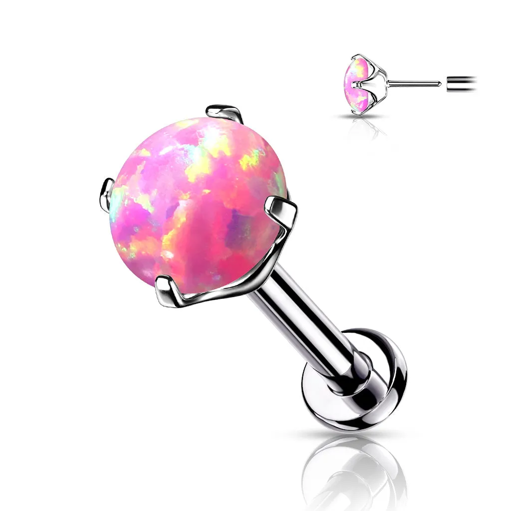 Titanium Claw Opal Threadless Body Jewellery. Labret, Monroe, Tragus and Cartilage Earrings.